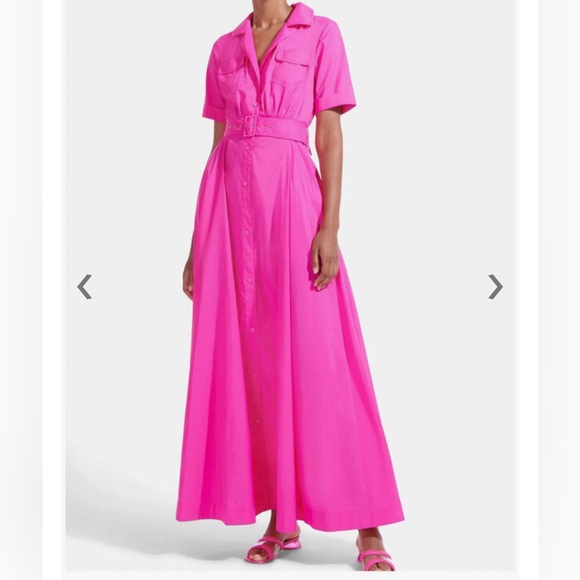STAUD Dresses & Skirts - Staud Shirt Dress Millie Pink Maxi Dress Fits Size 4 BNWT